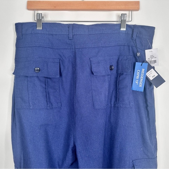 NWT Navy Blue Cargo Capri pants Trust 19" Length Linen blend size 36 - Picture 6 of 11